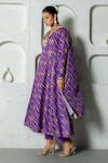 Buy_Yuvrani Jaipur_Purple Kota Doriya Digital Print Stripe V Diagonal Pattern Anarkali Pant Set 