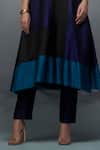 Shop_Nachiket Barve_Blue Kurta Silk Notched Color Blocked Palazzo Set _Online_at_Aza_Fashions