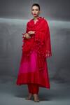 Buy_Nachiket Barve_Red Kurta Silk Notched Color Blocked Straight Palazzo Set _at_Aza_Fashions