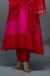 Shop_Nachiket Barve_Red Kurta Silk Notched Color Blocked Straight Palazzo Set _Online_at_Aza_Fashions