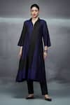 Buy_Nachiket Barve_Black Kurta Silk Collared Color Block _at_Aza_Fashions