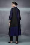 Shop_Nachiket Barve_Black Kurta Silk Collared Color Block _at_Aza_Fashions