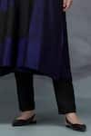 Buy_Nachiket Barve_Black Kurta Silk Notched Color Blocked Pant Set _Online_at_Aza_Fashions