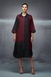 Buy_Nachiket Barve_Black Kurta Silk Collared Dual Tone _at_Aza_Fashions