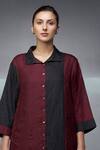 Buy_Nachiket Barve_Black Kurta Silk Collared Dual Tone _Online_at_Aza_Fashions