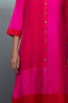 Nachiket Barve_Pink Kurta Silk Collared Crushed _Online_at_Aza_Fashions