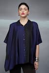 Buy_Nachiket Barve_Black Shirt Silk Collared Color Blocked _at_Aza_Fashions