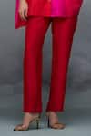 Buy_Nachiket Barve_Red Shirt Silk Collared Color Blocked Poncho Pant Set _Online_at_Aza_Fashions