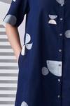 Nachiket Barve_Blue Denim Embroidery Thread Collar Slouchy Shirt Dress _Online_at_Aza_Fashions