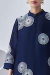 Nachiket Barve_Blue Kurta Chanderi Silk Embroidery Floral Mandarin  _Online_at_Aza_Fashions