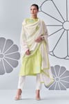 Buy_Nachiket Barve_Green Kurta Chanderi Silk Embroidery Floral Mandarin Pant Set _at_Aza_Fashions