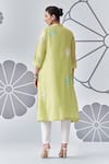 Shop_Nachiket Barve_Green Kurta Chanderi Silk Embroidery Floral Mandarin Bloom Tunic _at_Aza_Fashions