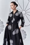 Buy_Nachiket Barve_Black Denim Embroidery Floral Collar Asymmetric Dress _Online_at_Aza_Fashions