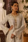 Buy_Inej_Grey Cotton Silk Embroidered Thread Round Neck Kashmiri Kurta With Pant _Online_at_Aza_Fashions