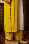 Shop_Inej_Yellow Cotton Silk Embroidered Thread Round Neck Straight Kurta With Pant _Online_at_Aza_Fashions