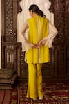 Shop_Inej_Yellow Cotton Silk Embroidered Thread Band Collar Front Tunic With Pant _at_Aza_Fashions