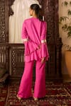 Shop_Inej_Pink Cotton Silk Embroidered Thread Scallop Yoke Tunic With Pant _at_Aza_Fashions