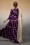 Shop_Parshya_Purple Banarasi Woven Floral Paan Neck Flower Vine Pattern Anarkali With Dupatta _at_Aza_Fashions