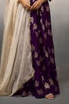 Buy_Parshya_Purple Banarasi Woven Floral Paan Neck Flower Vine Pattern Anarkali With Dupatta _Online_at_Aza_Fashions