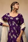 Shop_Parshya_Purple Banarasi Woven Floral Paan Neck Flower Vine Pattern Anarkali With Dupatta _Online_at_Aza_Fashions