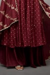 Parshya_Maroon Anarkali And Dupatta Banarasi Woven Floral High Vine Pattern Palazzo Set _Online_at_Aza_Fashions