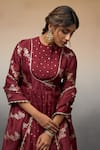 Buy_Parshya_Maroon Anarkali And Dupatta Banarasi Woven Floral High Vine Pattern Palazzo Set _Online_at_Aza_Fashions