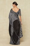 Mishru_Black Embroidered Sequin V Neck Embellished Saree With Blouse _Online_at_Aza_Fashions