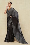 Buy_Mishru_Black Embroidered Sequin V Neck Embellished Saree With Blouse 