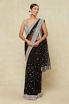 Buy_Ritika Mirchandani_Black Embroidered Cutdana Leaf Saree With Blouse _at_Aza_Fashions