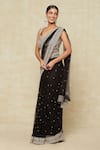 Ritika Mirchandani_Black Embroidered Cutdana Leaf Saree With Blouse _at_Aza_Fashions