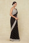 Buy_Ritika Mirchandani_Black Embroidered Cutdana Leaf Saree With Blouse 