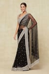 Shop_Ritika Mirchandani_Black Embroidered Cutdana Leaf Saree With Blouse 