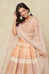 Shop_Aisha Rao_Orange Embroidered Floral Square Lehenga Set _at_Aza_Fashions