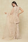 Ridhima Bhasin_Beige Embroidered V Neck Short Kurta Bell Bottom Pant Set _Online_at_Aza_Fashions