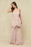 Ridhima Bhasin_Pink Embroidered Scoop U Neck Kurta And Bell Bottom Pant Set _at_Aza_Fashions