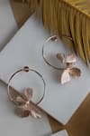 Heena Mittal_Rose Gold Fiore Girdle Petal Dangler Earrings _Online_at_Aza_Fashions