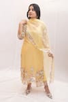 Shop_Ankita S Goswami_Yellow Kurta And Dupatta Pure Organza Dreamy Daffodil Floral Sheer Culottes Set _at_Aza_Fashions