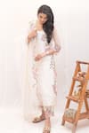 Buy_Ankita S Goswami_White Kurta And Dupatta Pure Organza Bloomingdale Floral Culottes Set _at_Aza_Fashions