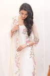 Buy_Ankita S Goswami_White Kurta And Dupatta Pure Organza Bloomingdale Floral Culottes Set _Online_at_Aza_Fashions