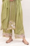 Shop_Ankita S Goswami_Green Kurta Tissue Organza Embroidered Thread Rose Floral Culottes Set _Online_at_Aza_Fashions