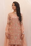 Shop_Ankita S Goswami_Pink Kurta Pure Tissue Embroidered Zeenat Mirrorwork Embellished Sharara Set _Online_at_Aza_Fashions