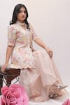 Ankita S Goswami_Pink Kurta Pure Silk Embroidered Pearl Garden Of Hope Jacket With Sharara _Online_at_Aza_Fashions