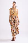 Buy_Saaksha & Kinni_Multi Color Habutai Printed Zig-zag Barbie Draped Skirt _Online_at_Aza_Fashions