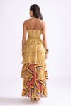 Shop_Saaksha & Kinni_Yellow Chiffon Printed Zig-zag Amelia Layered Skirt _at_Aza_Fashions