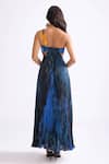 Shop_Saaksha & Kinni_Blue Polychiffon Printed Daisy Asymmetric Josephine Maxi Dress _at_Aza_Fashions