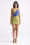 Buy_Saaksha & Kinni_Green Habutai Printed Tribal Sweetheart Wren Placement Short Dress _at_Aza_Fashions