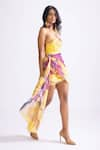 Shop_Saaksha & Kinni_Yellow Habutai Printed Daisy Straight Lyra Dress _Online_at_Aza_Fashions