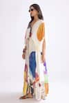 Buy_Saaksha & Kinni_Multi Color Habutai Printed Tribal V Neck Shiloh Kaftan _Online_at_Aza_Fashions