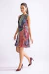 Buy_Saaksha & Kinni_Multi Color Florence Satin Printed Daisy High Neck Dress _Online_at_Aza_Fashions