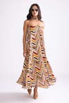 Buy_Saaksha & Kinni_Multi Color Poly- Chiffon Printed Zig-zag Straight Tova Maxi Dress _at_Aza_Fashions